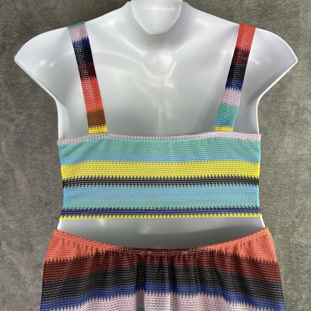 Karlie Dress Size M Striped Knit Skater Halter Top Lined Mod Retro‎ 70's Vintage